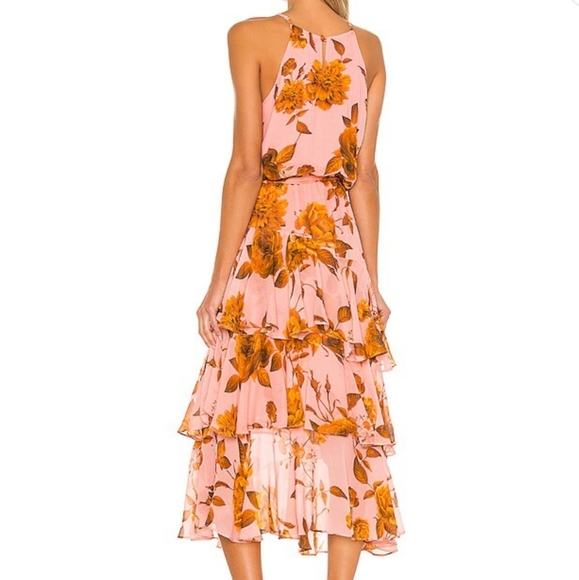 KARINA GRIMALDI Pink Cassandra Ruffled Dress sz L - Picture 2 of 6